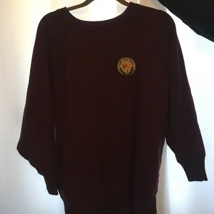 Maroon Aerie sweater with ‘save the bees’ patch